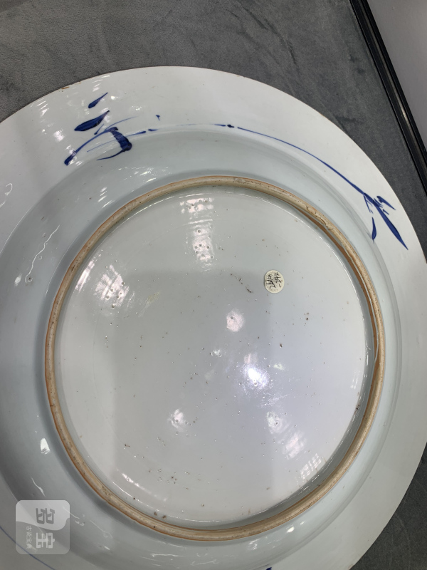 清雍正青花麻姑献寿纹折沿大盘 - 图7